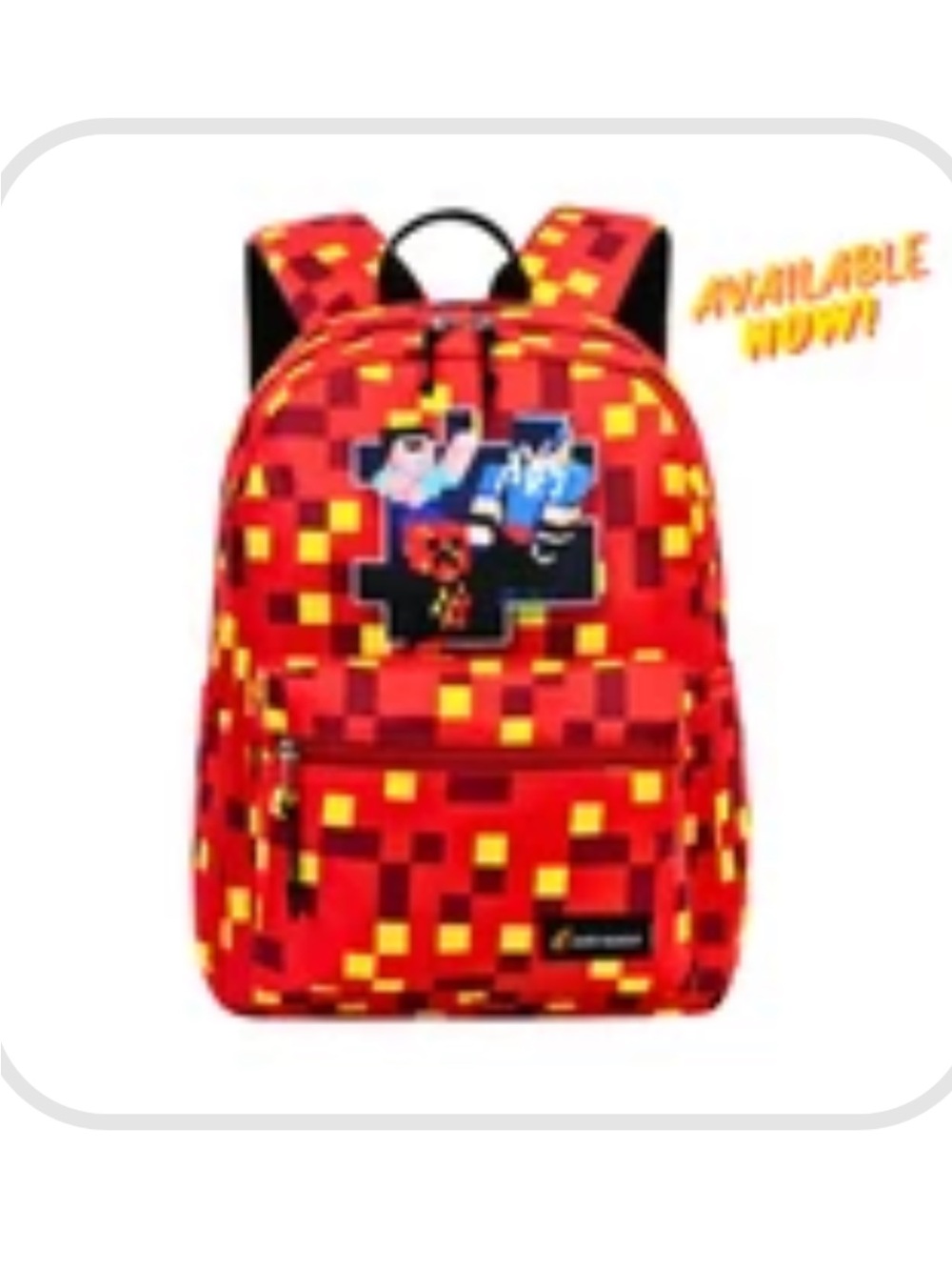 Preston Playz Kids Red Pixel-Pattern Backpack with Front Pocket